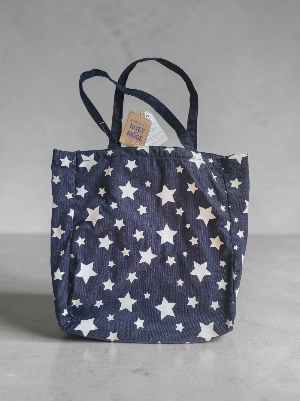 ECCOLO Rivet & Ridge Navy Star Canvas Tote L